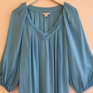 Diane von Furstenberg Blue Silk LS Blouse